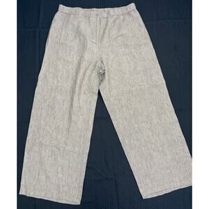 Eileen Fisher Délavé Organic Linen Wide Legged Stone Color Pants Women's Size XL